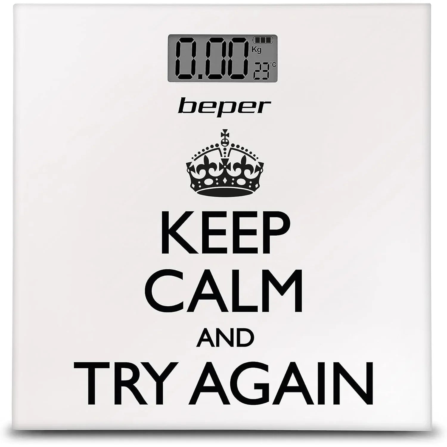 BEPER Keep Calm Personal Scale, Digital Scale, Ultra Thin, Battery Included, White - Gomix Brands Outlet